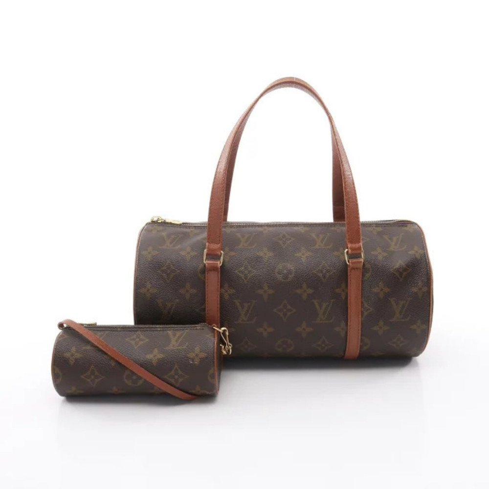 Louis Vuitton Papillon Handbag Canvas Leather Monogram Brown